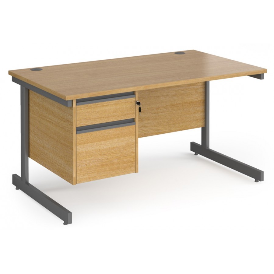 Harlow Straight Office Desk with Fixed Pedestal